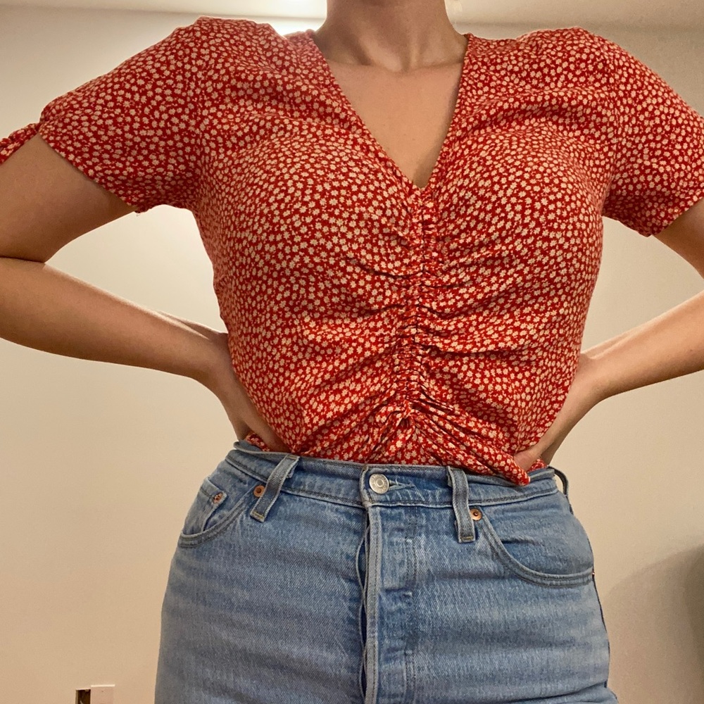 Red Floral Crop Top